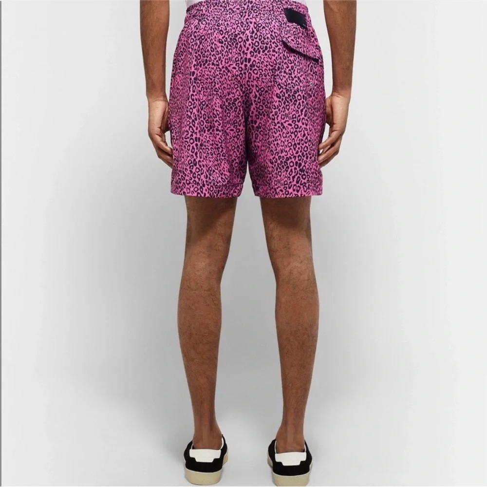 AMIRI Pink Leopard Print Swim Trunks Shorts, Size Large - Picture 5 of 13